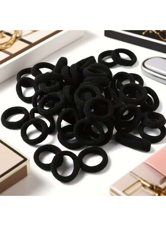 Star Beja 100 Pcs 1-Inch Black Thick Hair Elastics for Women & Girls | Soft, Gentle & Durable Stretchy Rubber Bands for Ponytails, Buns, Braids & Updos | No-Damage Hair Ties for Long, Curly, Fine & Thick Hair | Daily Styling Hair Accessories - Image 2